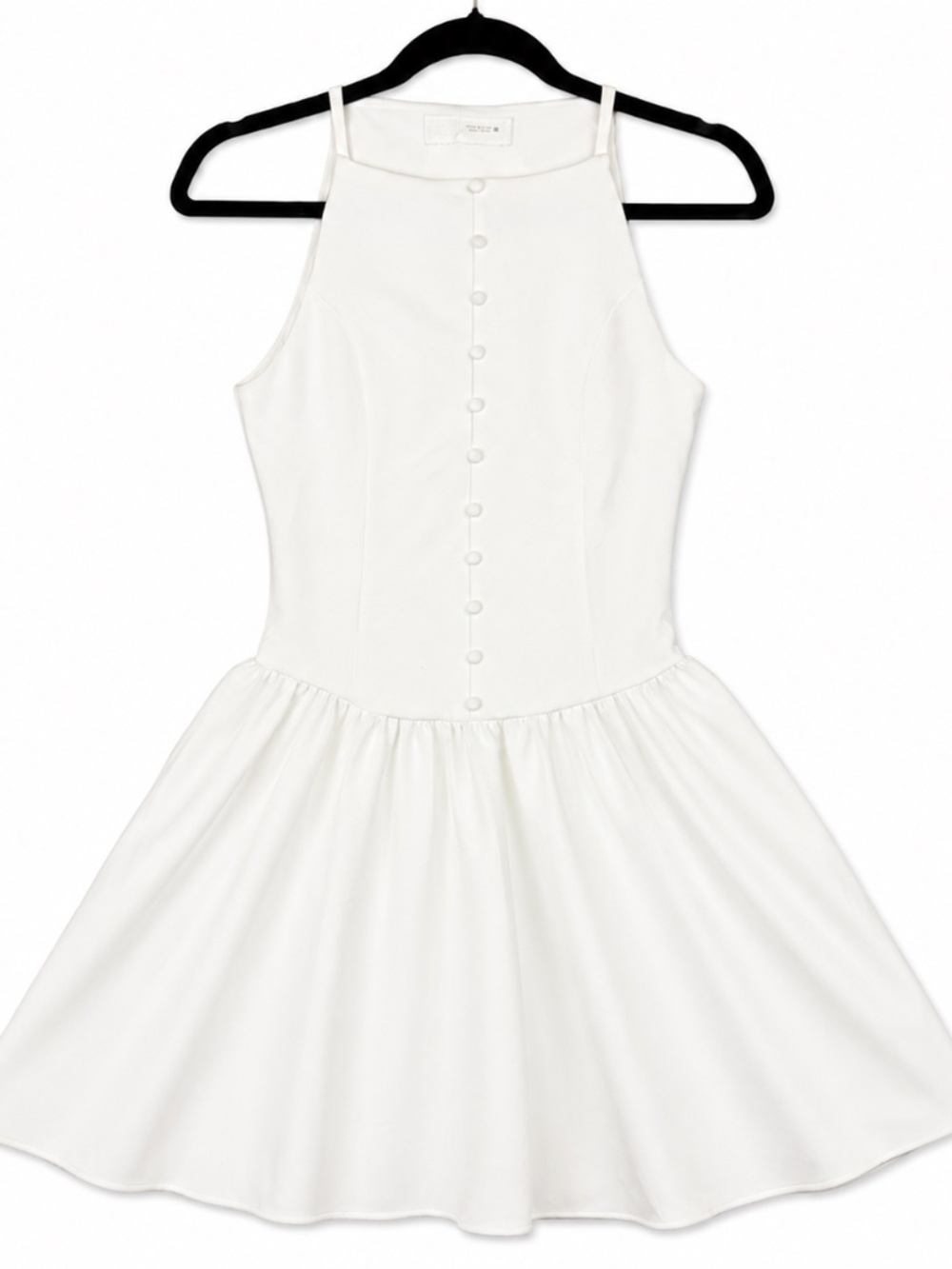 ZARA Mini Dress Faux Button Front Sz M Fit & Flare Pleat